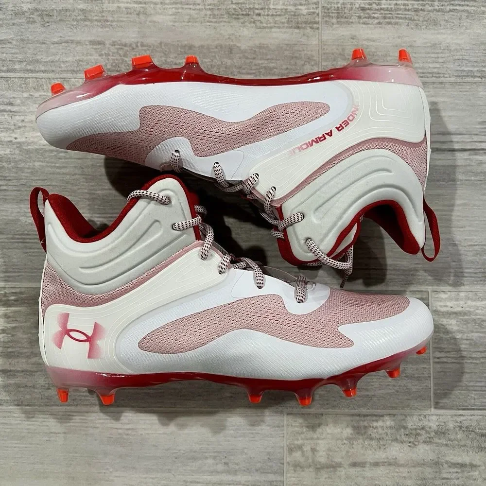 Lacrosse Cleats Under Armour Command‎ MC Mid Red White UA Men's 11.5 3025639-101